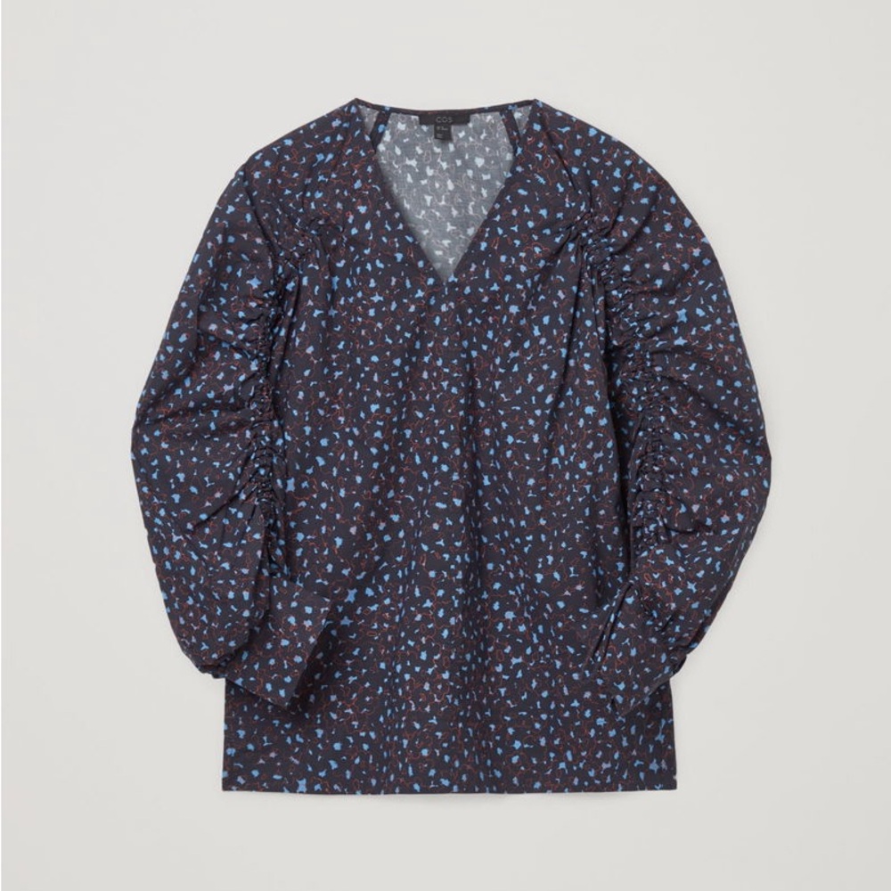 COS | Drawstring Sleeve V-Neck Top Size 12